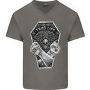 Thug Life Skulls Mens V-Neck Cotton T-Shirt Charcoal