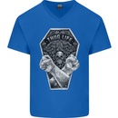 Thug Life Skulls Mens V-Neck Cotton T-Shirt Royal Blue