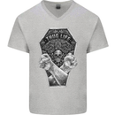 Thug Life Skulls Mens V-Neck Cotton T-Shirt Sports Grey