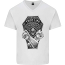 Thug Life Skulls Mens V-Neck Cotton T-Shirt White
