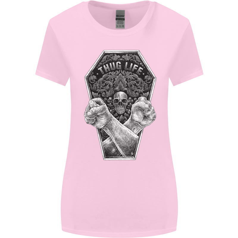 Thug Life Skulls Womens Wider Cut T-Shirt Light Pink