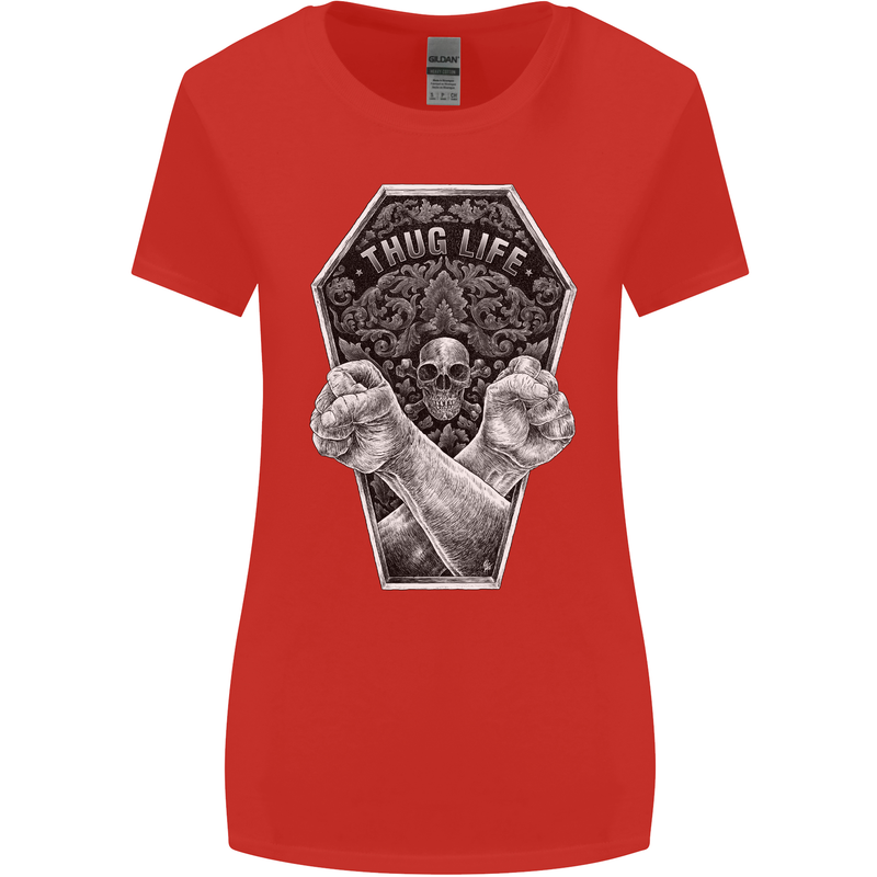 Thug Life Skulls Womens Wider Cut T-Shirt Red