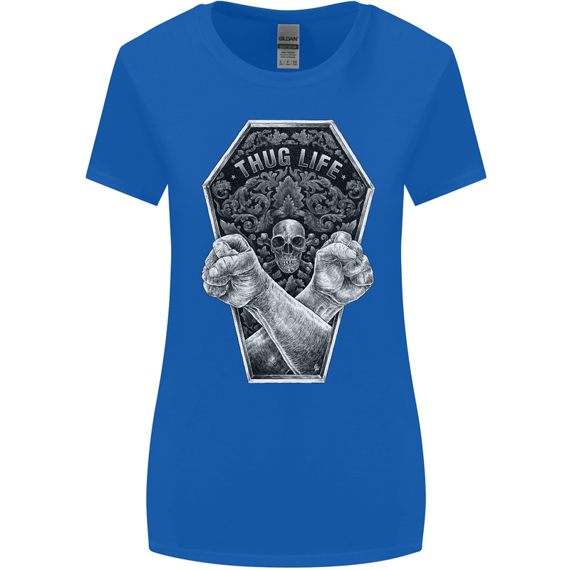 Thug Life Skulls Womens Wider Cut T-Shirt Royal Blue
