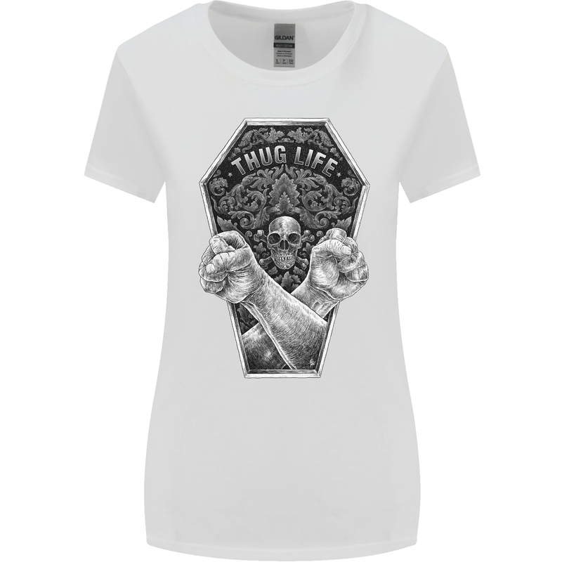 Thug Life Skulls Womens Wider Cut T-Shirt White