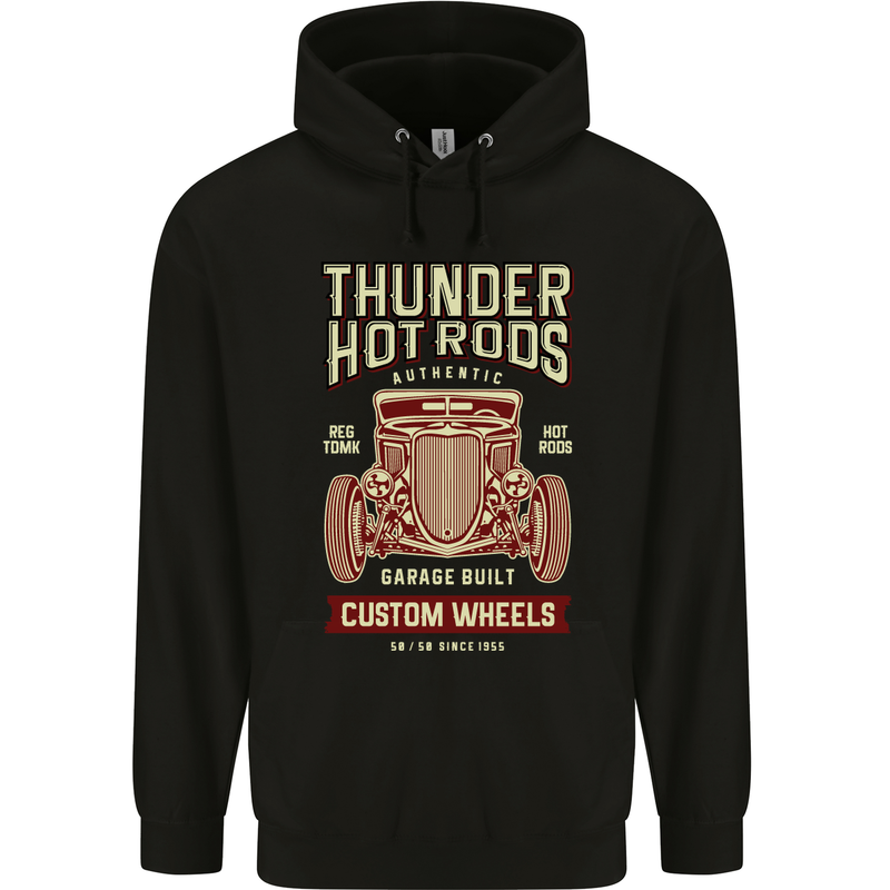 Thunder Hotrods Hot Rod Dragster Car Childrens Kids Hoodie Black
