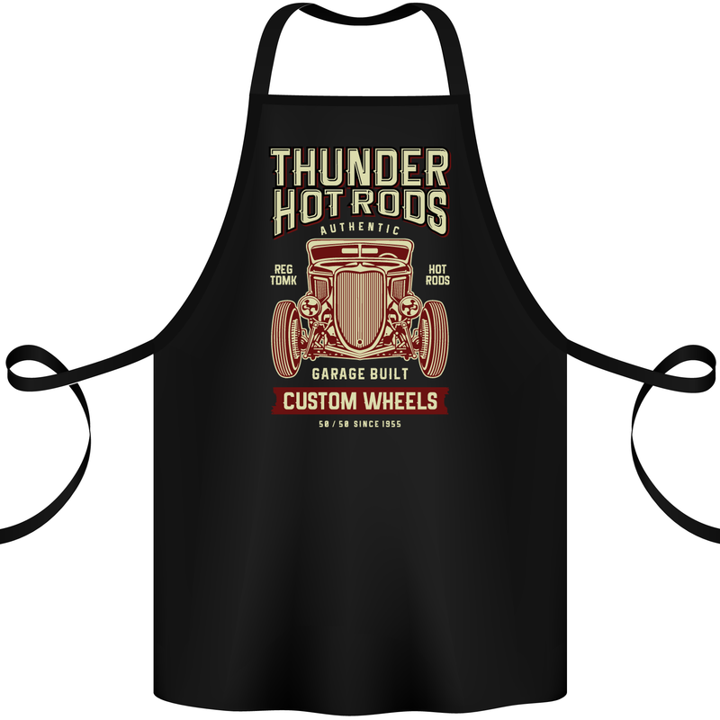 Thunder Hotrods Hot Rod Dragster Car Cotton Apron 100% Organic Black
