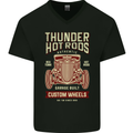 Thunder Hotrods Hot Rod Dragster Car Mens V-Neck Cotton T-Shirt Black