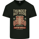 Thunder Hotrods Hot Rod Dragster Car Mens V-Neck Cotton T-Shirt Black