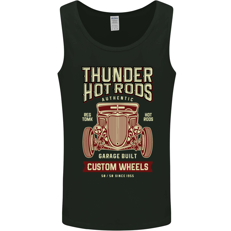 Thunder Hotrods Hot Rod Dragster Car Mens Vest Tank Top Black