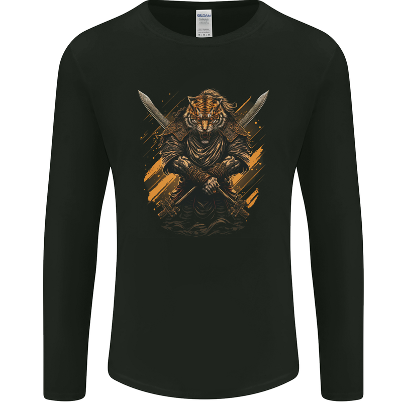 Tiger Warrior Fantasy MMA Martial Arts Mens Long Sleeve T-Shirt Black