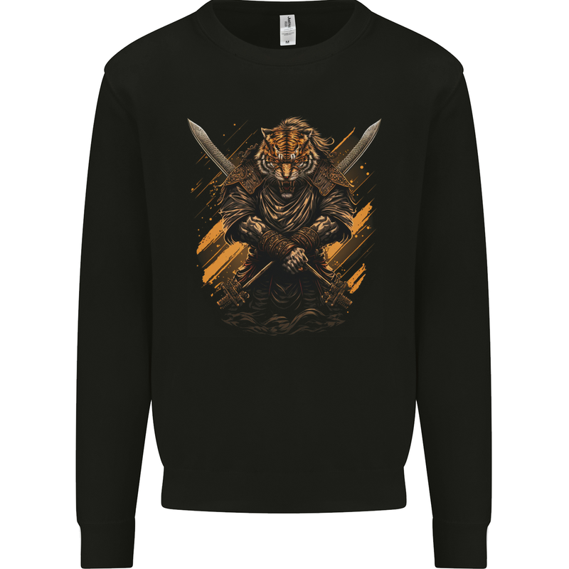 Tiger Warrior Fantasy MMA Martial Arts Mens Sweatshirt Jumper Black