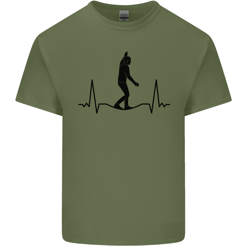 Tightrope Walking Walker Funambulism Mens Cotton T-Shirt Tee Top Military Green