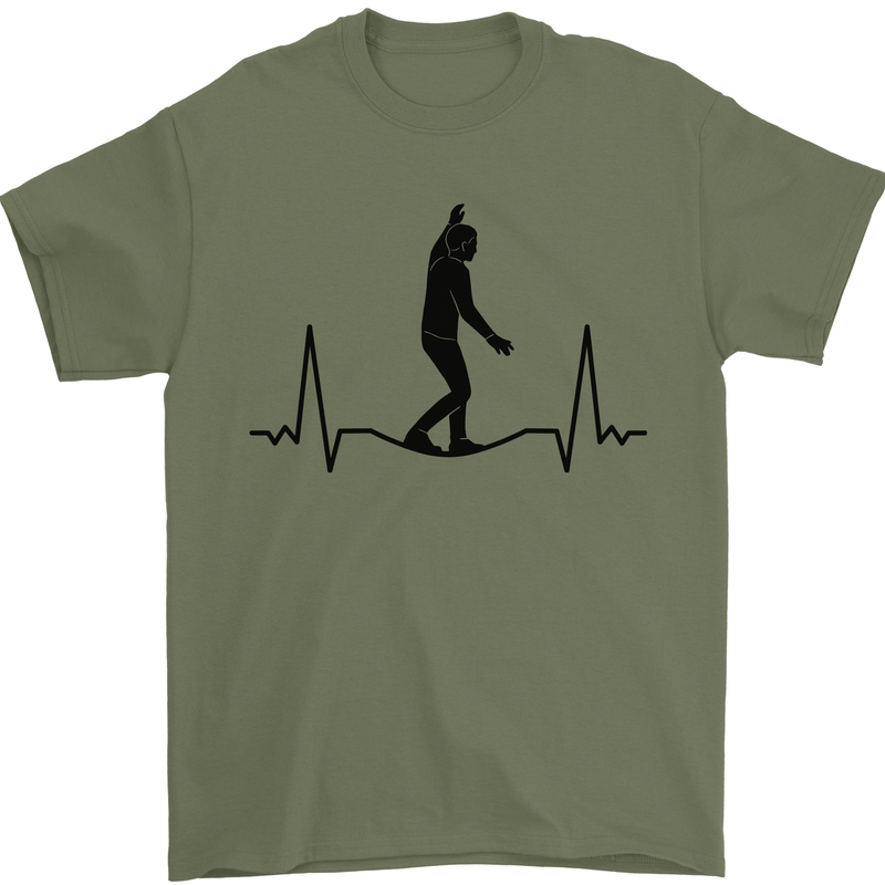 Tightrope Walking Walker Funambulism Mens T-Shirt 100% Cotton Military Green