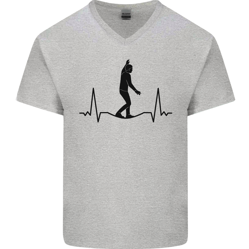 Tightrope Walking Walker Funambulism Mens V-Neck Cotton T-Shirt Sports Grey