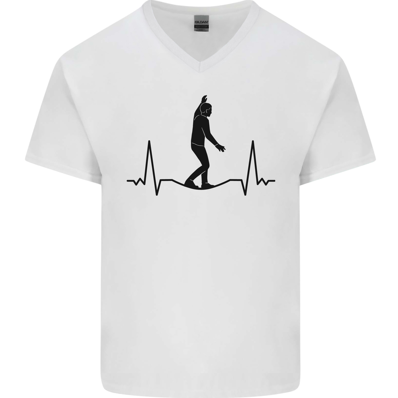 Tightrope Walking Walker Funambulism Mens V-Neck Cotton T-Shirt White