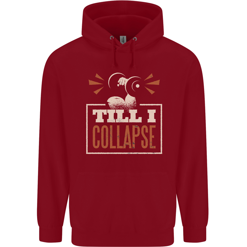 Till I collapse Gym Training Bodybuilding Childrens Kids Hoodie Red