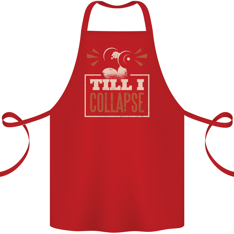 Till I collapse Gym Training Bodybuilding Cotton Apron 100% Organic Red