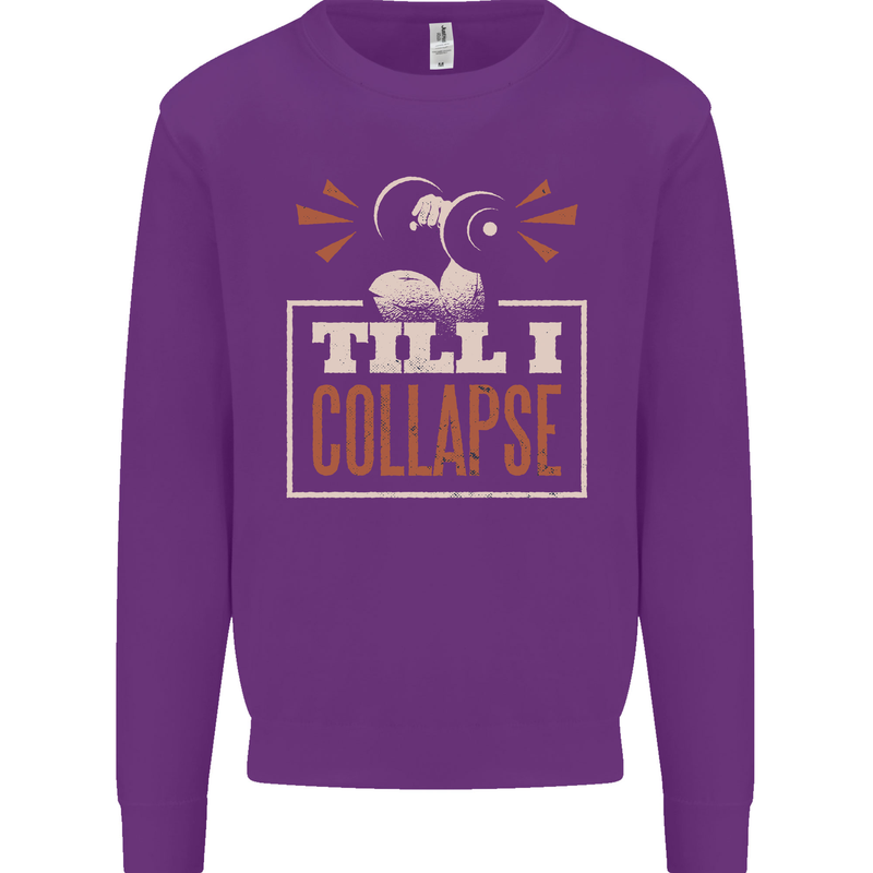Till I collapse Gym Training Bodybuilding Kids Sweatshirt Jumper Purple