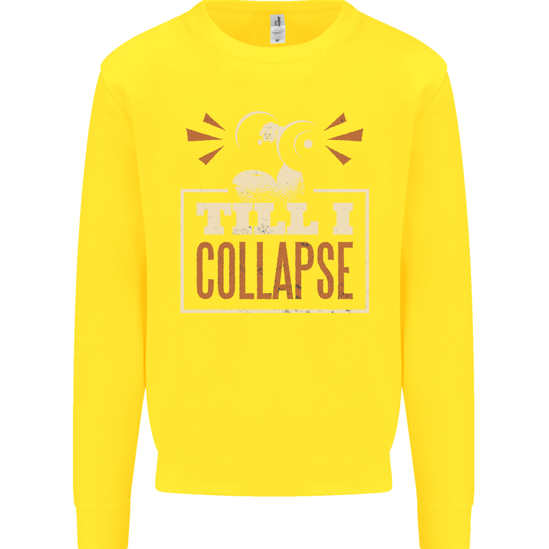Till I collapse Gym Training Bodybuilding Kids Sweatshirt Jumper Yellow