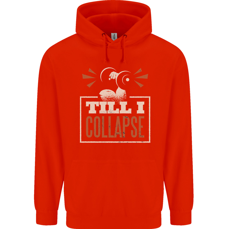 Till I collapse Gym Training Bodybuilding Mens 80% Cotton Hoodie Bright Red