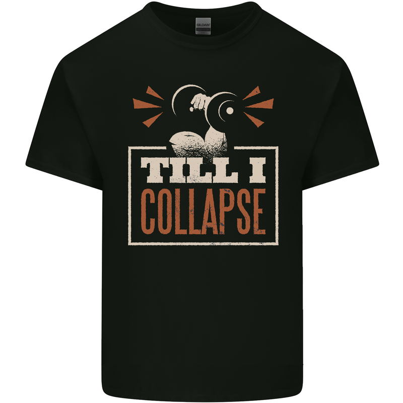 Till I collapse Gym Training Bodybuilding Mens Cotton T-Shirt Tee Top Black