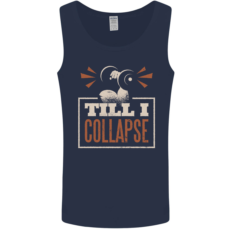 Till I collapse Gym Training Bodybuilding Mens Vest Tank Top Navy Blue