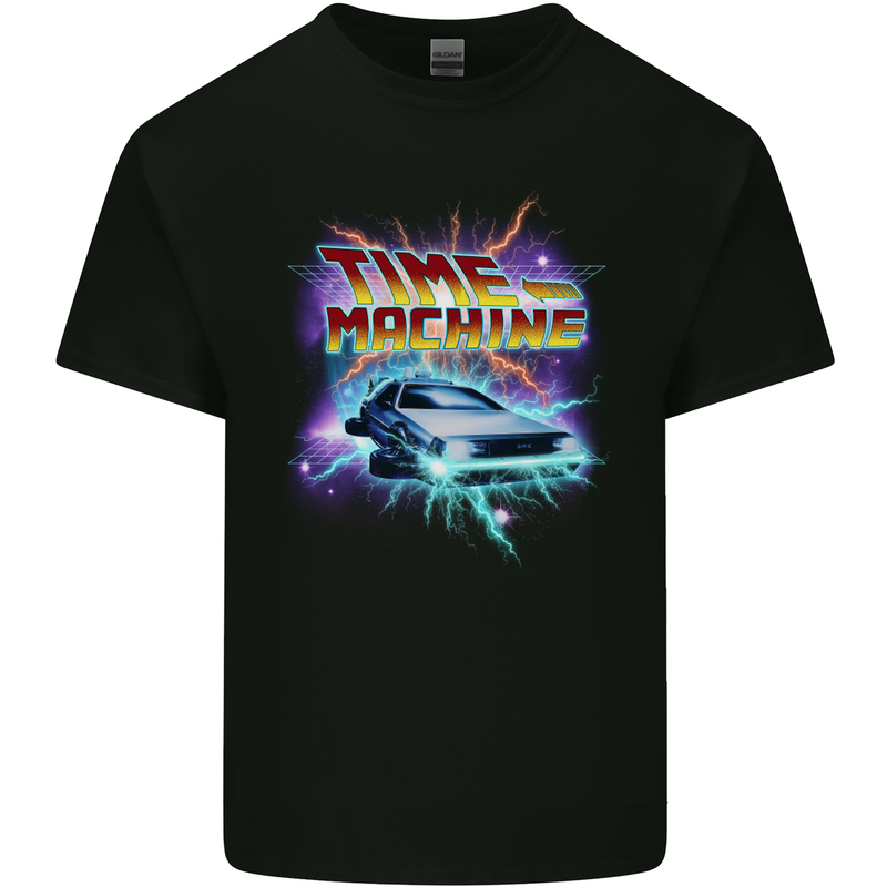 Time Travel Machine Funny 80's Movie Mens Cotton T-Shirt Tee Top Black