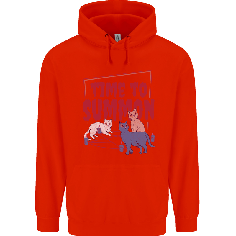 Time to Summon Cats Let's Summon Demons Childrens Kids Hoodie Bright Red