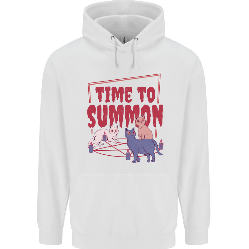Time to Summon Cats Let's Summon Demons Childrens Kids Hoodie White