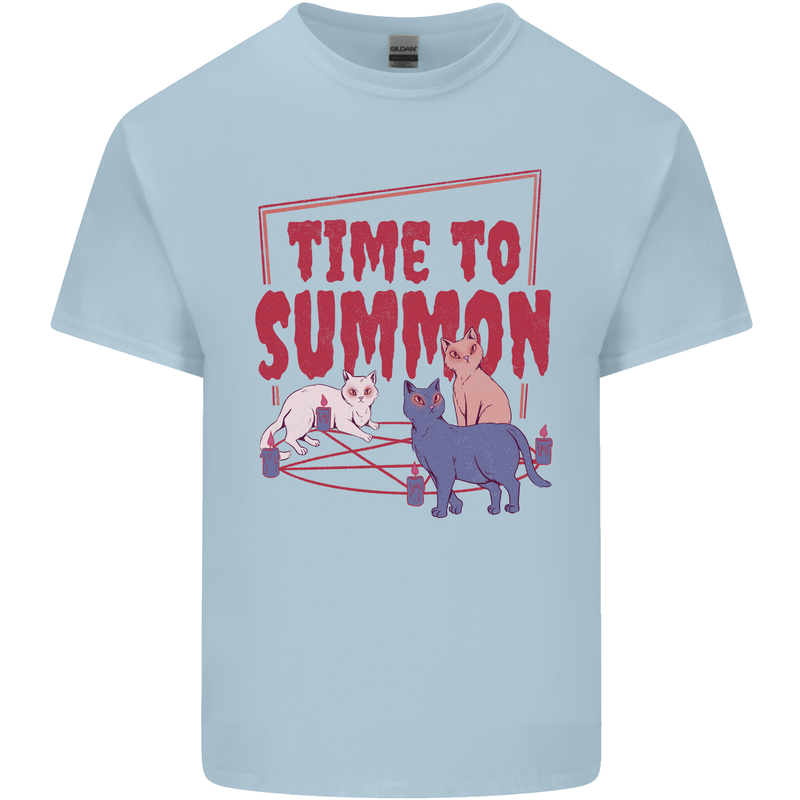 Time to Summon Cats Let's Summon Demons Kids T-Shirt Childrens Light Blue