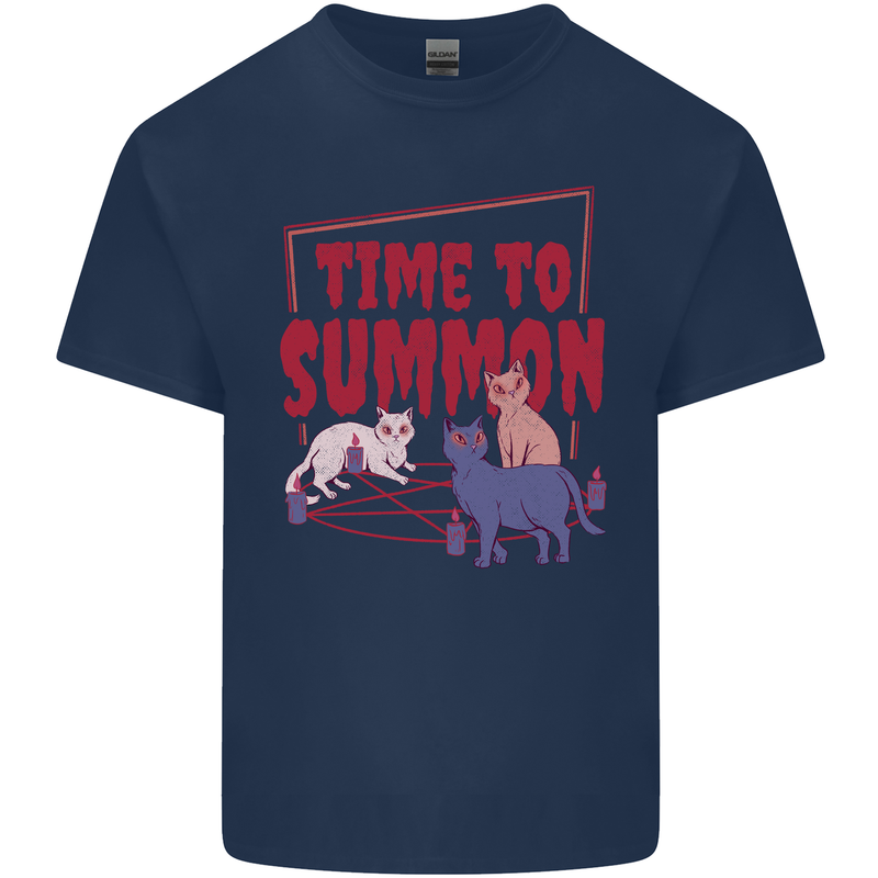 Time to Summon Cats Let's Summon Demons Kids T-Shirt Childrens Navy Blue