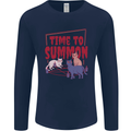 Time to Summon Cats Let's Summon Demons Mens Long Sleeve T-Shirt Navy Blue