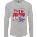 Time to Summon Cats Let's Summon Demons Mens Long Sleeve T-Shirt Sports Grey