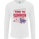 Time to Summon Cats Let's Summon Demons Mens Long Sleeve T-Shirt White