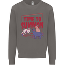 Time to Summon Cats Let's Summon Demons Mens Sweatshirt Jumper Charcoal