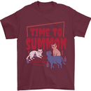 Time to Summon Cats Let's Summon Demons Mens T-Shirt Cotton Gildan Maroon