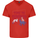 Time to Summon Cats Let's Summon Demons Mens V-Neck Cotton T-Shirt Red