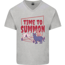 Time to Summon Cats Let's Summon Demons Mens V-Neck Cotton T-Shirt Sports Grey