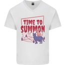 Time to Summon Cats Let's Summon Demons Mens V-Neck Cotton T-Shirt White