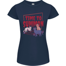 Time to Summon Cats Let's Summon Demons Womens Petite Cut T-Shirt Navy Blue