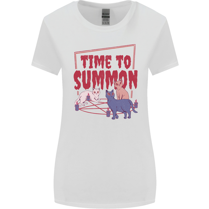 Time to Summon Cats Let's Summon Demons Womens Wider Cut T-Shirt White