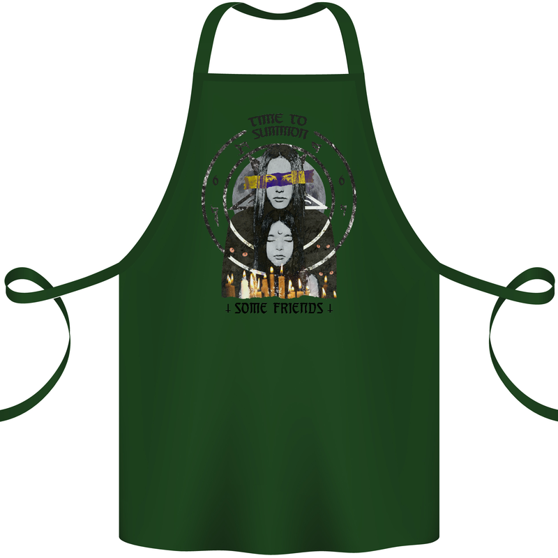 Time to Summon Some Friends Ouija Board Cotton Apron 100% Organic Forest Green