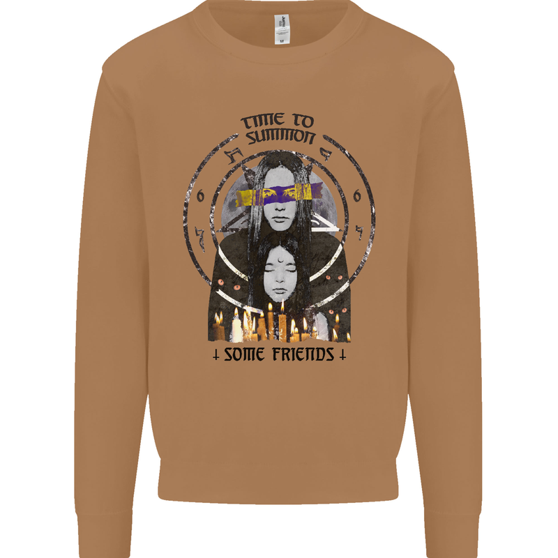 Time to Summon Some Friends Ouija Board Mens Sweatshirt Jumper Caramel Latte