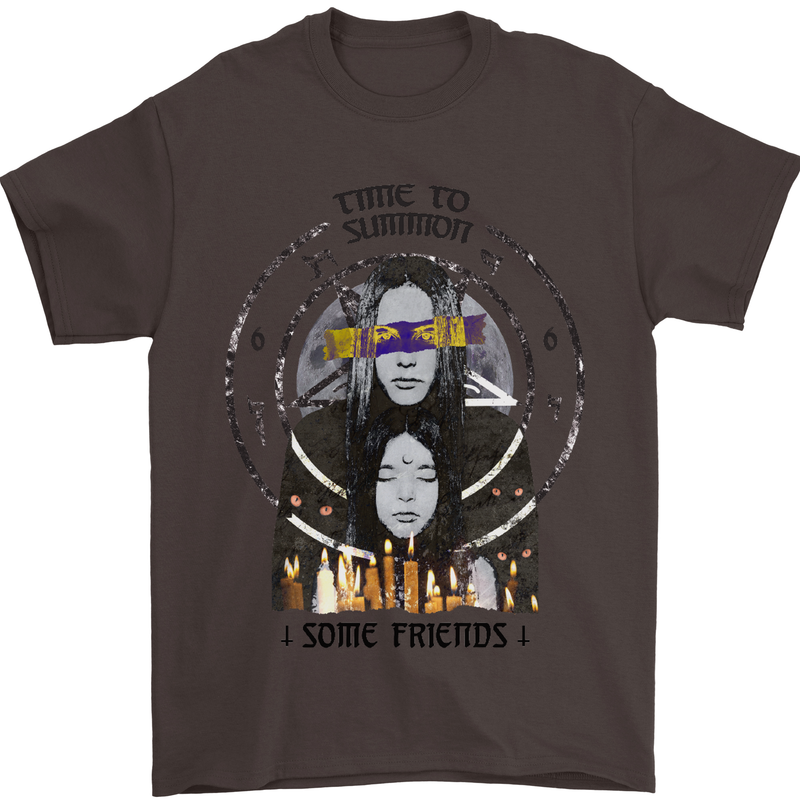 Time to Summon Some Friends Ouija Board Mens T-Shirt Cotton Gildan Dark Chocolate