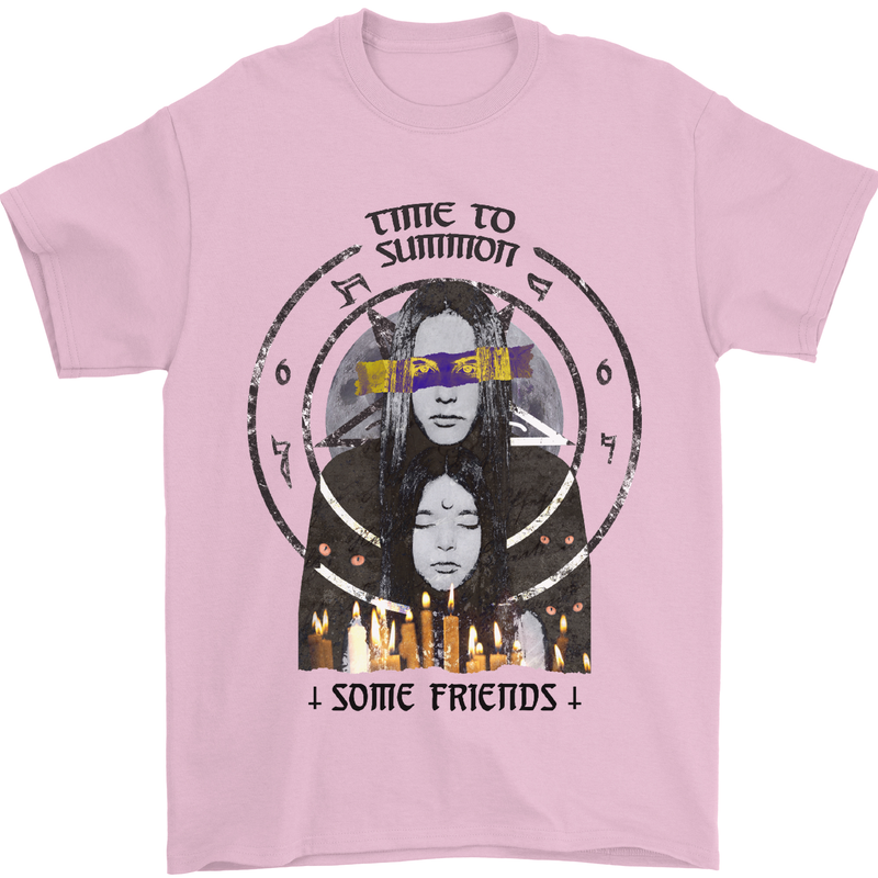 Time to Summon Some Friends Ouija Board Mens T-Shirt Cotton Gildan Light Pink