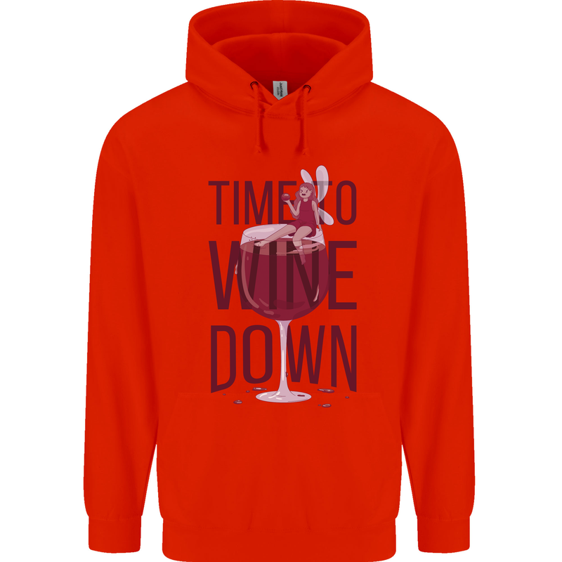 Time to Wine Down Funny Alcohol Childrens Kids Hoodie Bright Red