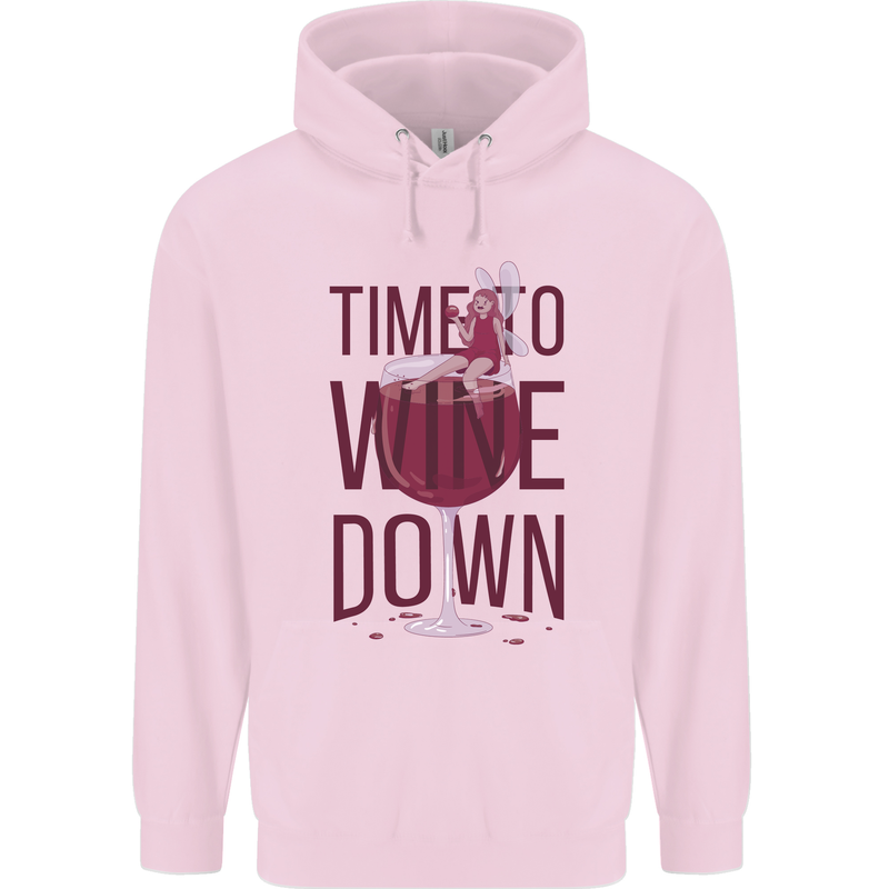 Time to Wine Down Funny Alcohol Childrens Kids Hoodie Light Pink