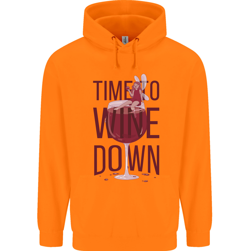 Time to Wine Down Funny Alcohol Childrens Kids Hoodie Orange