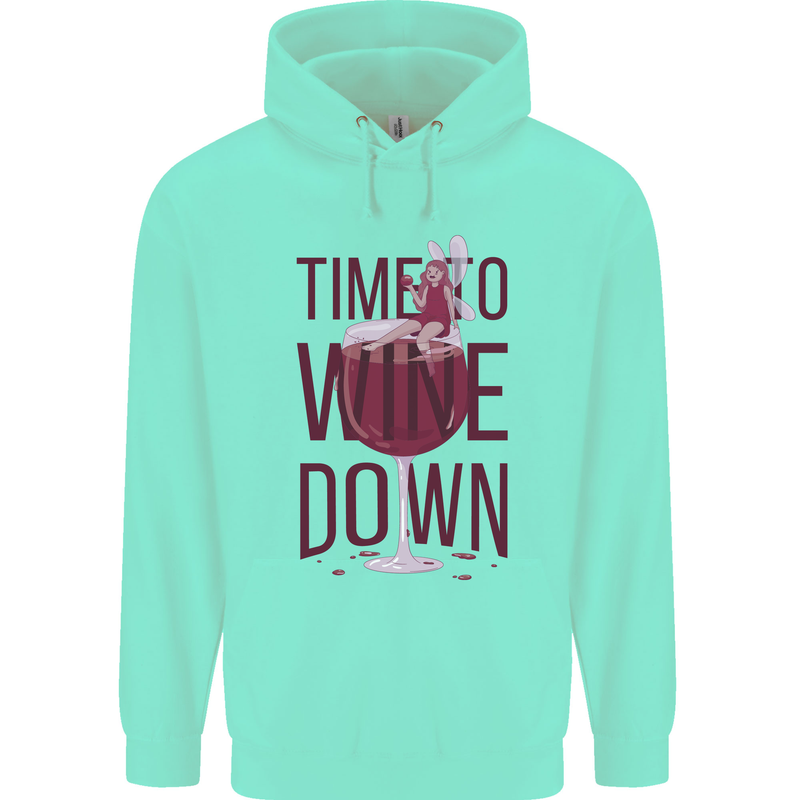 Time to Wine Down Funny Alcohol Childrens Kids Hoodie Peppermint