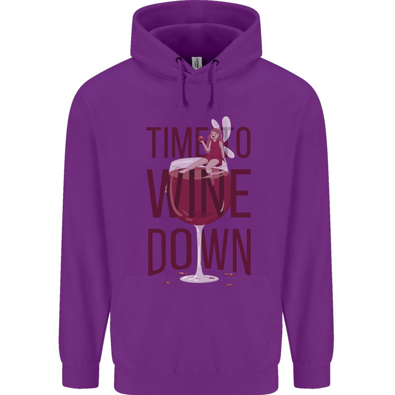 Time to Wine Down Funny Alcohol Childrens Kids Hoodie Purple